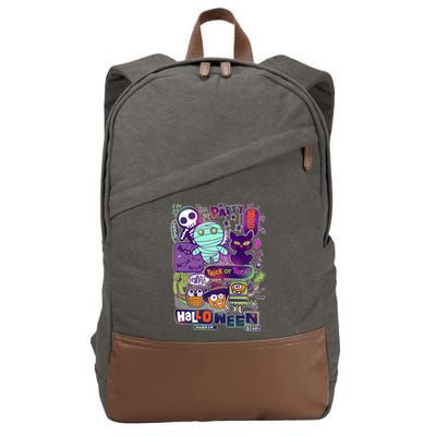 Halloween Party Doodles Cotton Canvas Backpack