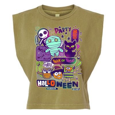 Halloween Party Doodles Garment-Dyed Women's Muscle Tee