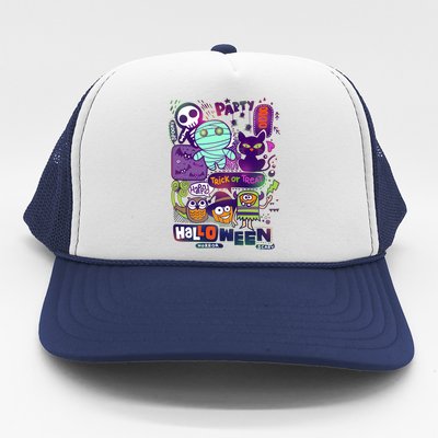 Halloween Party Doodles Trucker Hat