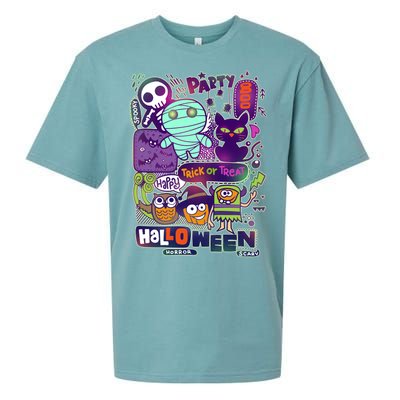 Halloween Party Doodles Sueded Cloud Jersey T-Shirt