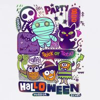 Halloween Party Doodles Garment-Dyed Sweatshirt