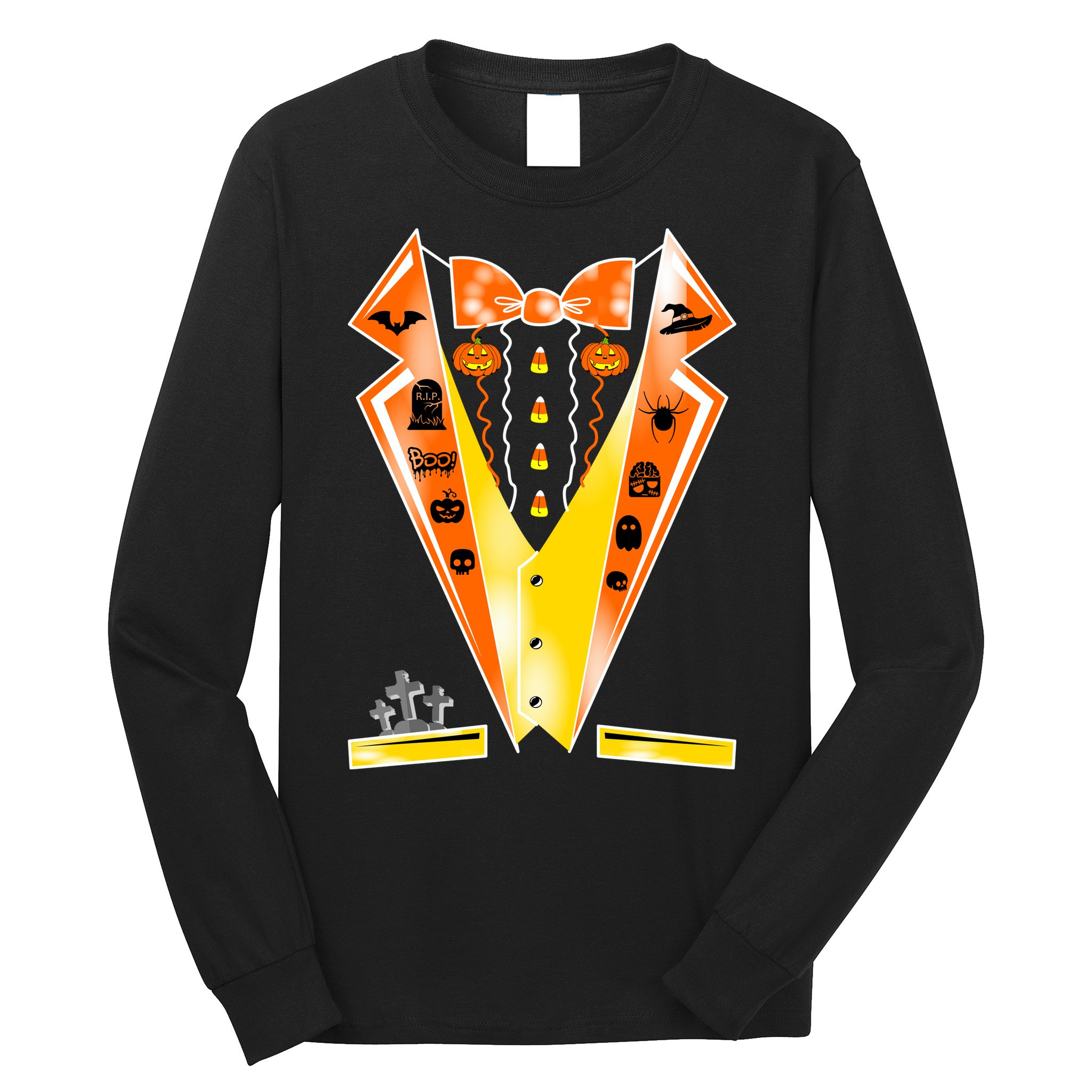 Halloween Party Tuxedo Tux Long Sleeve Shirt