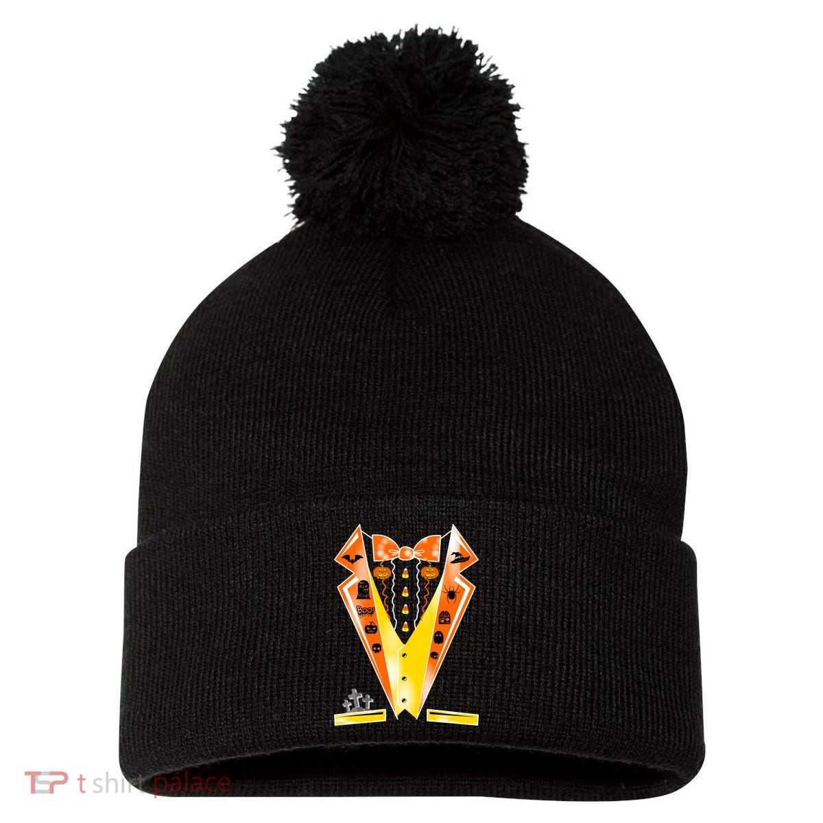 Halloween Party Tuxedo Tux Pom Pom 12in Knit Beanie