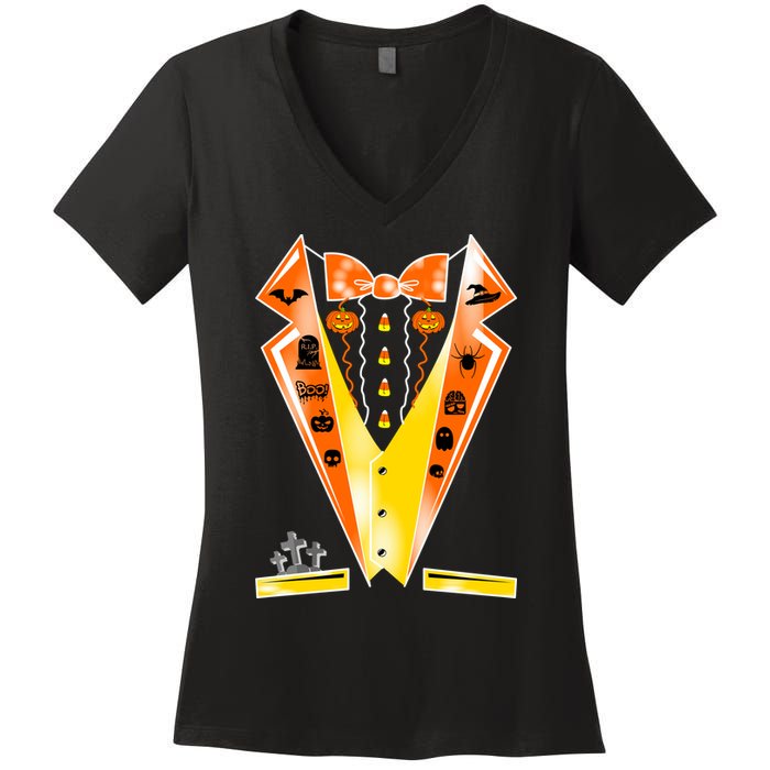 Halloween Party Tuxedo Tux Women's V-Neck T-Shirt