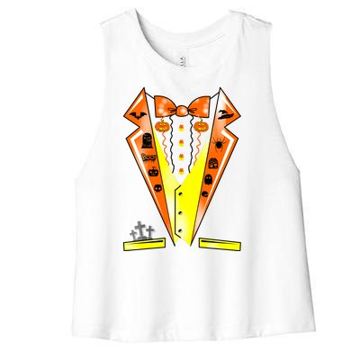 Halloween Party Tuxedo Tux Women's Racerback Cropped Tank