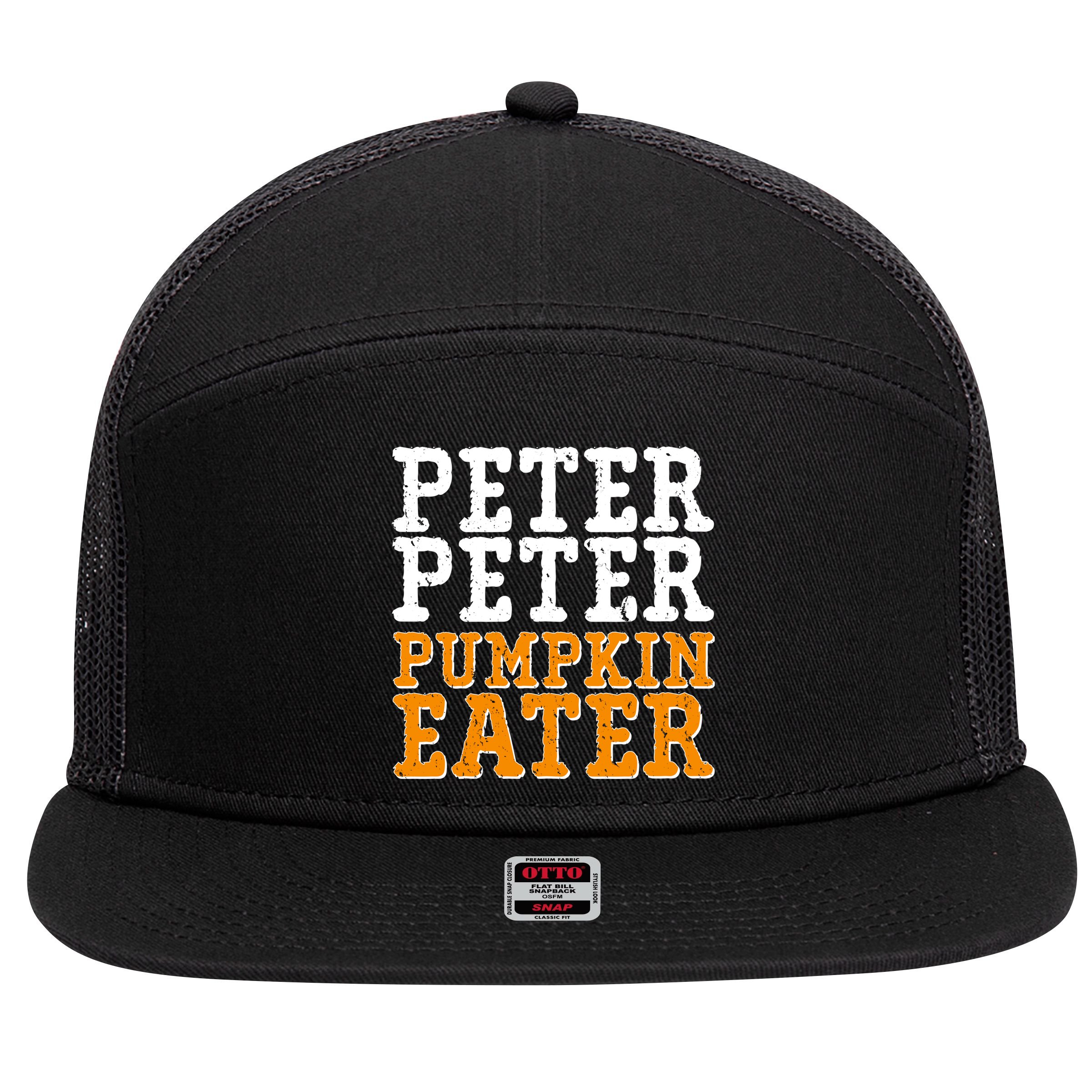 Halloween Peter Peter Pumpkin Eater 7 Panel Mesh Trucker Snapback Hat