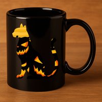 Halloween Pumpkin Cat 11oz C Handle Ceramic Mug