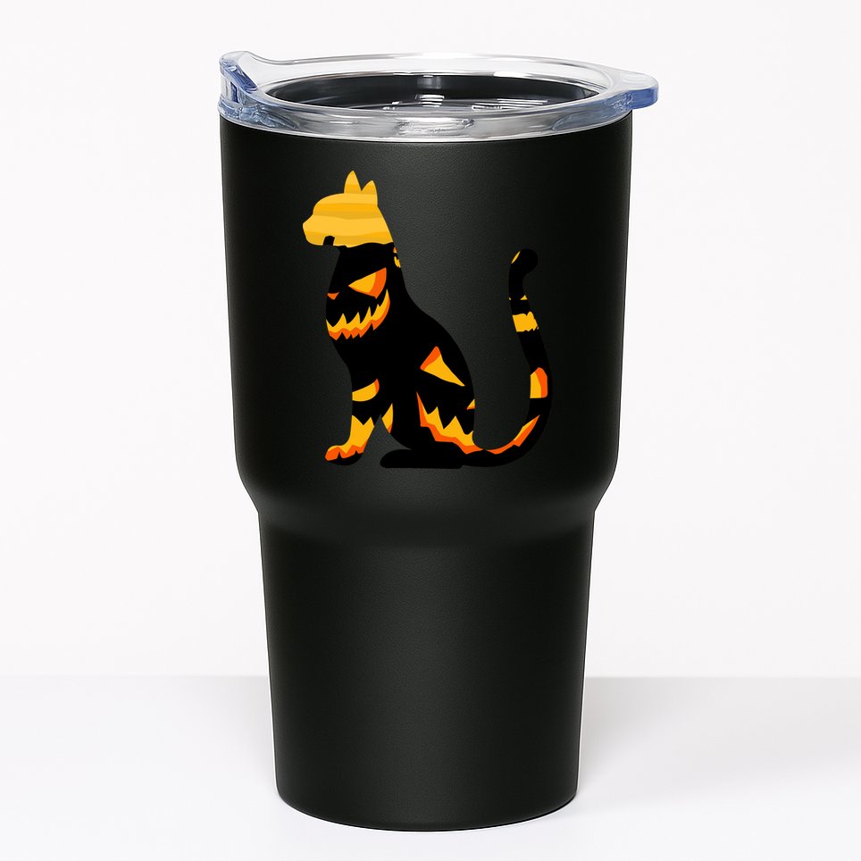 Halloween Pumpkin Cat Tumbler
