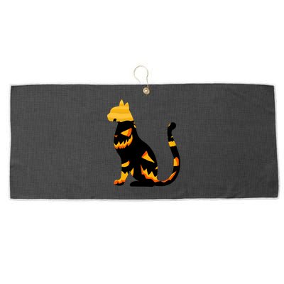 Halloween Pumpkin Cat Large Microfiber Waffle Golf Towel