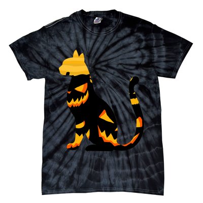 Halloween Pumpkin Cat Tie-Dye T-Shirt