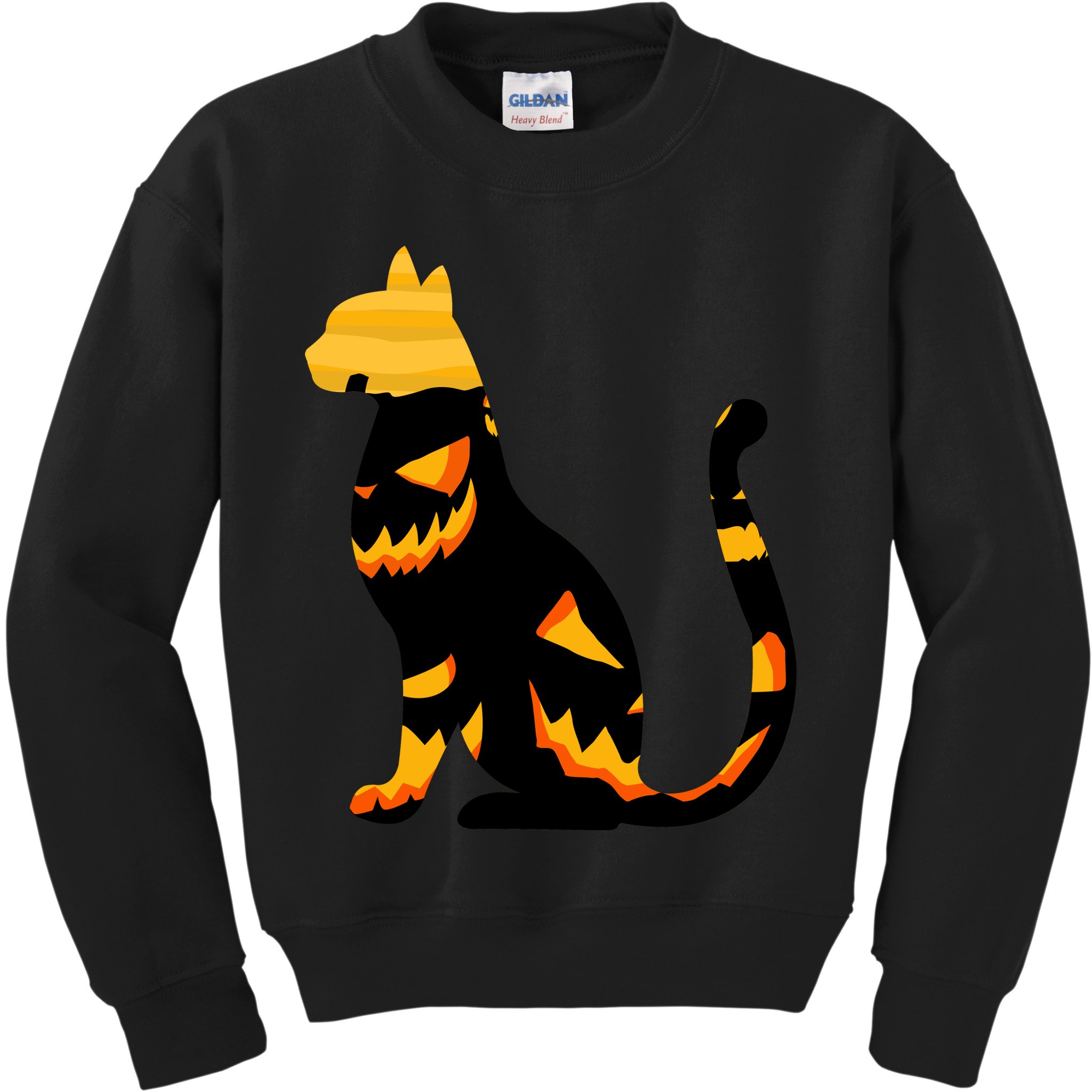Halloween Pumpkin Cat Kids Sweatshirt