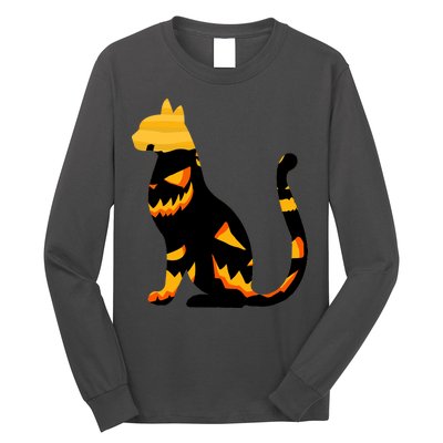 Halloween Pumpkin Cat Long Sleeve Shirt