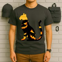 Halloween Pumpkin Cat T-Shirt