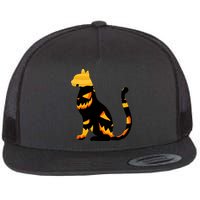 Halloween Pumpkin Cat Flat Bill Trucker Hat