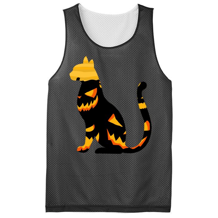 Halloween Pumpkin Cat Mesh Reversible Basketball Jersey Tank