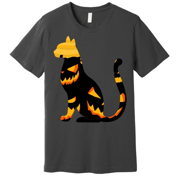 Halloween Pumpkin Cat Premium T-Shirt