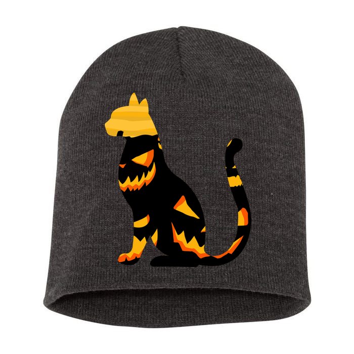 Halloween Pumpkin Cat Short Acrylic Beanie