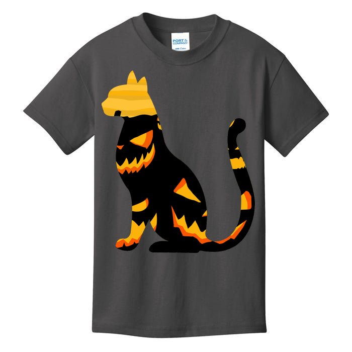 Halloween Pumpkin Cat Kids T-Shirt