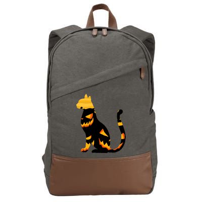 Halloween Pumpkin Cat Cotton Canvas Backpack