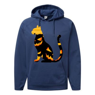 Halloween Pumpkin Cat Performance Fleece Hoodie