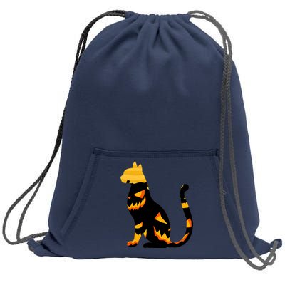 Halloween Pumpkin Cat Sweatshirt Cinch Pack Bag