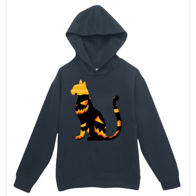 Halloween Pumpkin Cat Urban Pullover Hoodie