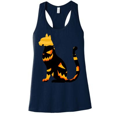 Halloween Pumpkin Cat Women's Racerback Tank