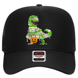 Halloween Pumpkin Dinosaur High Crown Mesh Back Trucker Hat