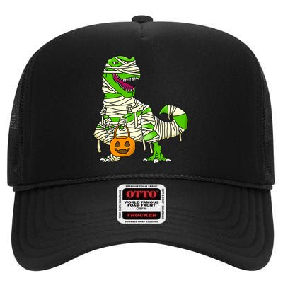 Halloween Pumpkin Dinosaur High Crown Mesh Back Trucker Hat