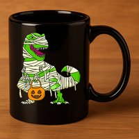 Halloween Pumpkin Dinosaur 11oz C Handle Ceramic Mug