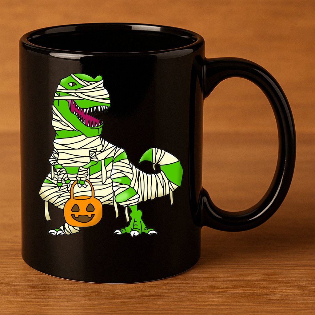 Halloween Pumpkin Dinosaur 11oz C Handle Ceramic Mug