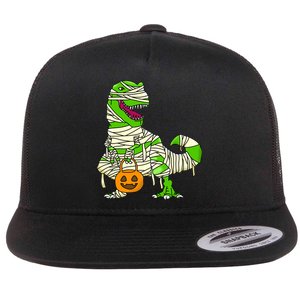 Halloween Pumpkin Dinosaur Flat Bill Trucker Hat