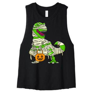 Halloween Pumpkin Dinosaur Women's Racerback Cropped Tank