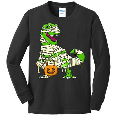 Halloween Pumpkin Dinosaur Kids Long Sleeve Shirt