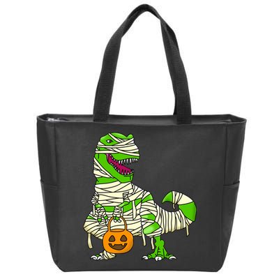 Halloween Pumpkin Dinosaur Zip Tote Bag