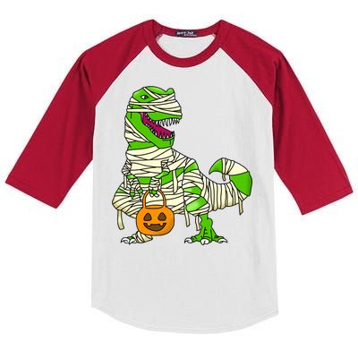 Halloween Pumpkin Dinosaur Kids Colorblock Raglan Jersey