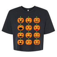 Halloween Pumpkin Emojis Smiley Face Bella+Canvas Jersey Crop Tee