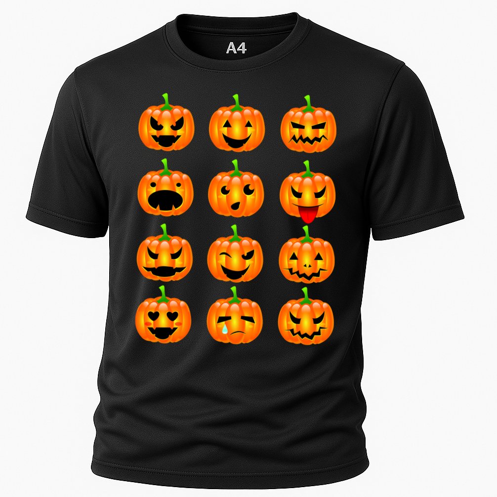 Halloween Pumpkin Emojis Smiley Face Cooling Performance Crew T-Shirt