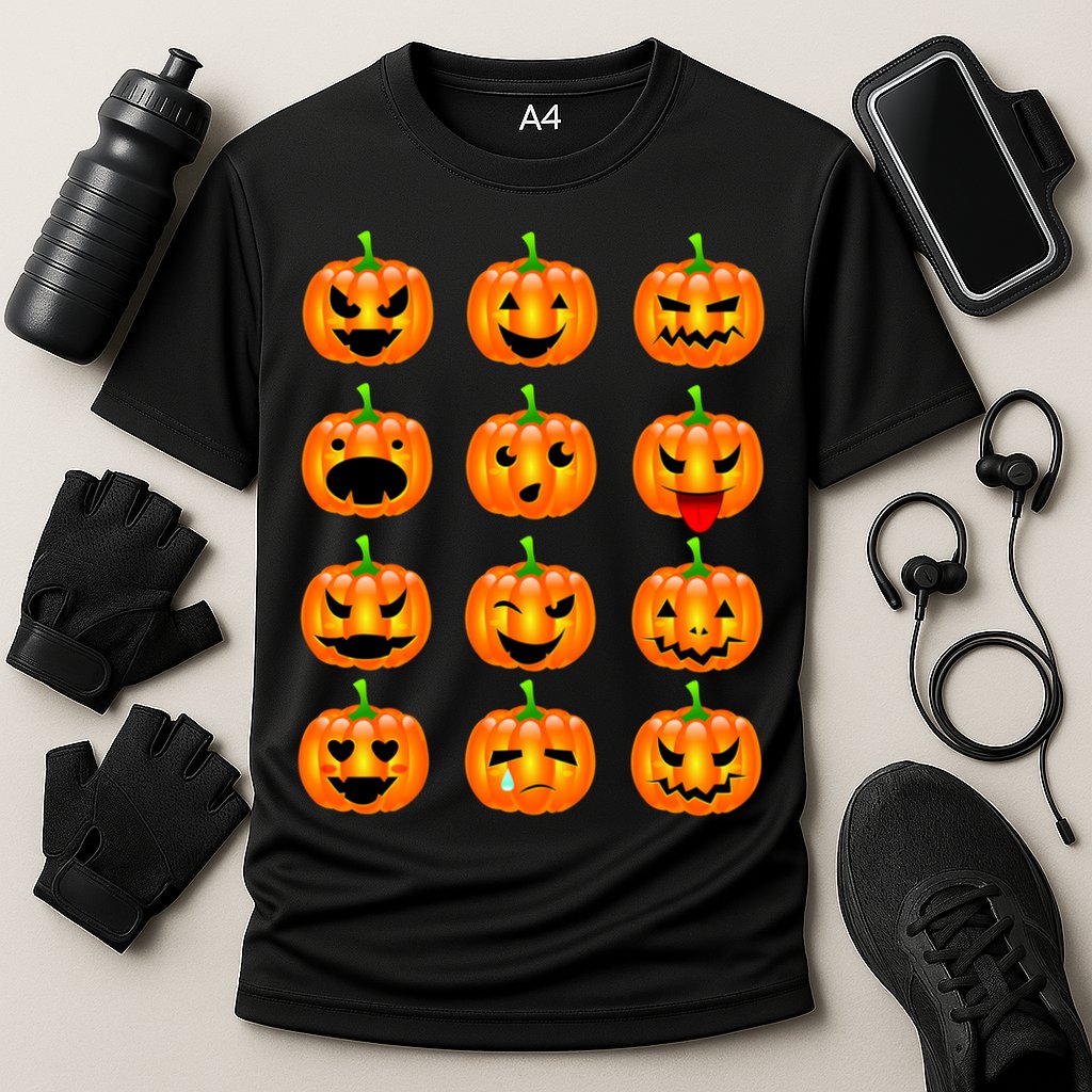 Halloween Pumpkin Emojis Smiley Face Cooling Performance Crew T-Shirt