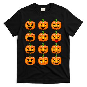 Halloween Pumpkin Emojis Smiley Face T-Shirt