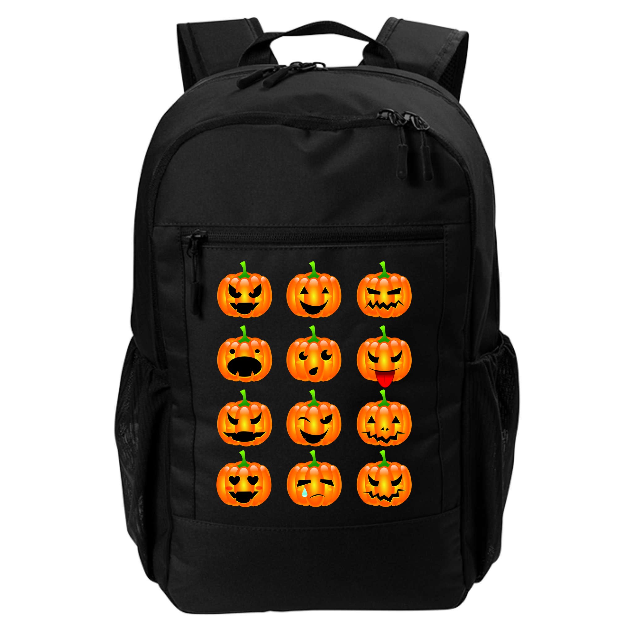 Halloween Pumpkin Emojis Smiley Face Backpack