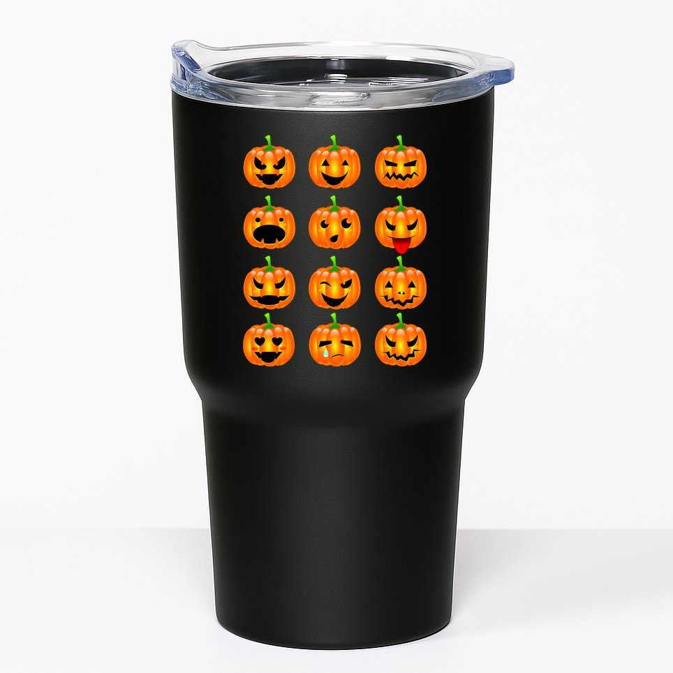 Halloween Pumpkin Emojis Smiley Face Tumbler