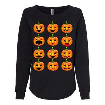 Halloween Pumpkin Emojis Smiley Face Womens California Wash Sweatshirt