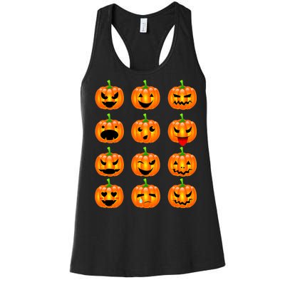 Halloween Pumpkin Emojis Smiley Face Women's Racerback Tank