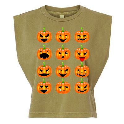 Halloween Pumpkin Emojis Smiley Face Garment-Dyed Women's Muscle Tee