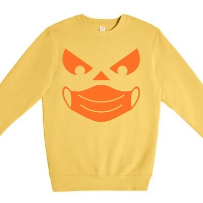 Halloween Pumpkin Face Mask Social Distancing Premium Crewneck Sweatshirt