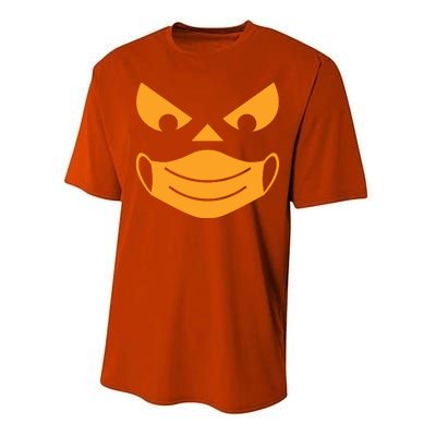 Halloween Pumpkin Face Mask Social Distancing Performance Sprint T-Shirt