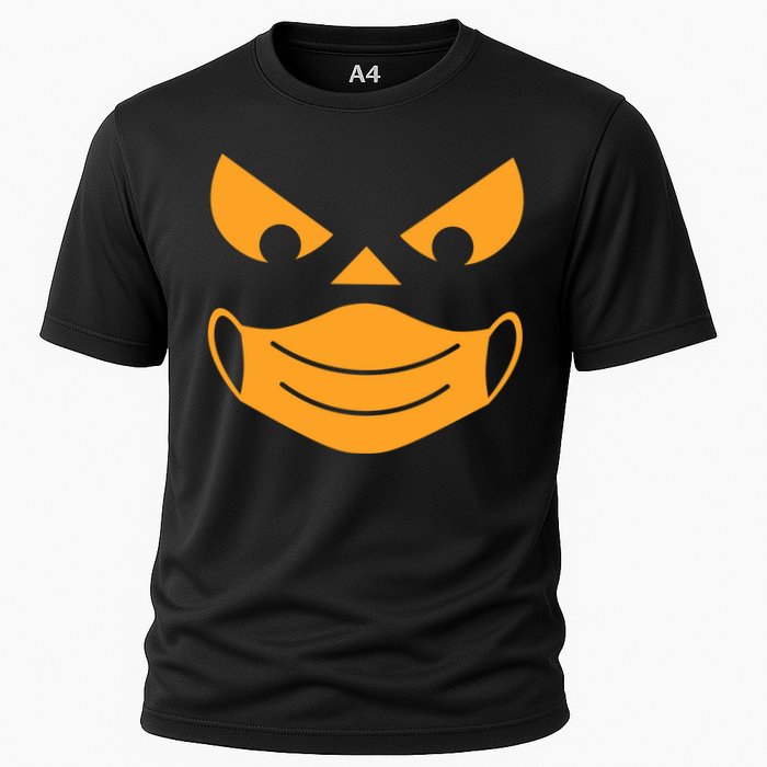 Halloween Pumpkin Face Mask Social Distancing Cooling Performance Crew T-Shirt