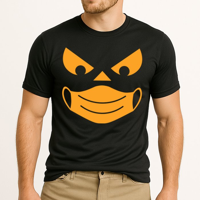 Halloween Pumpkin Face Mask Social Distancing Cooling Performance Crew T-Shirt