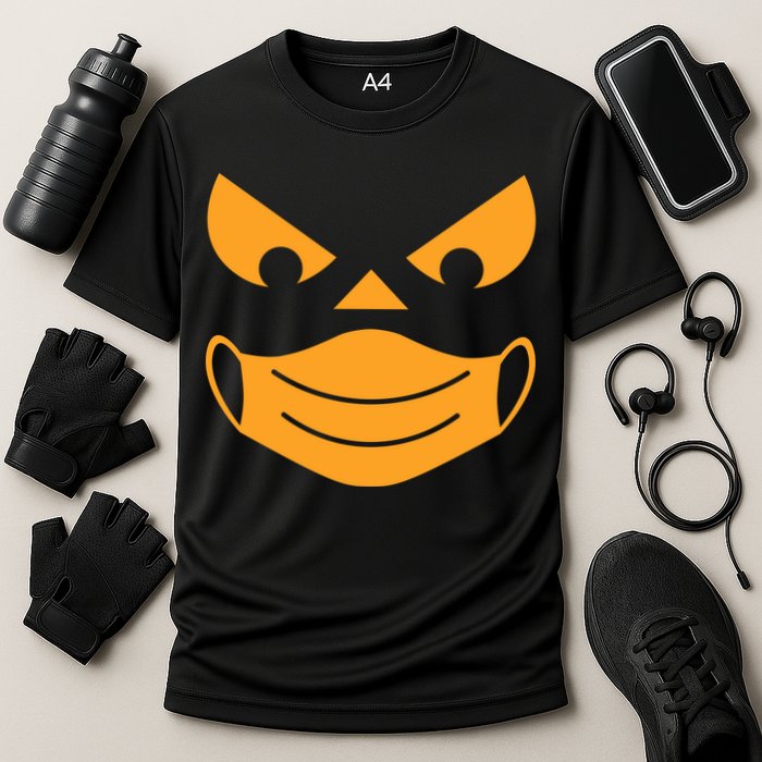 Halloween Pumpkin Face Mask Social Distancing Cooling Performance Crew T-Shirt